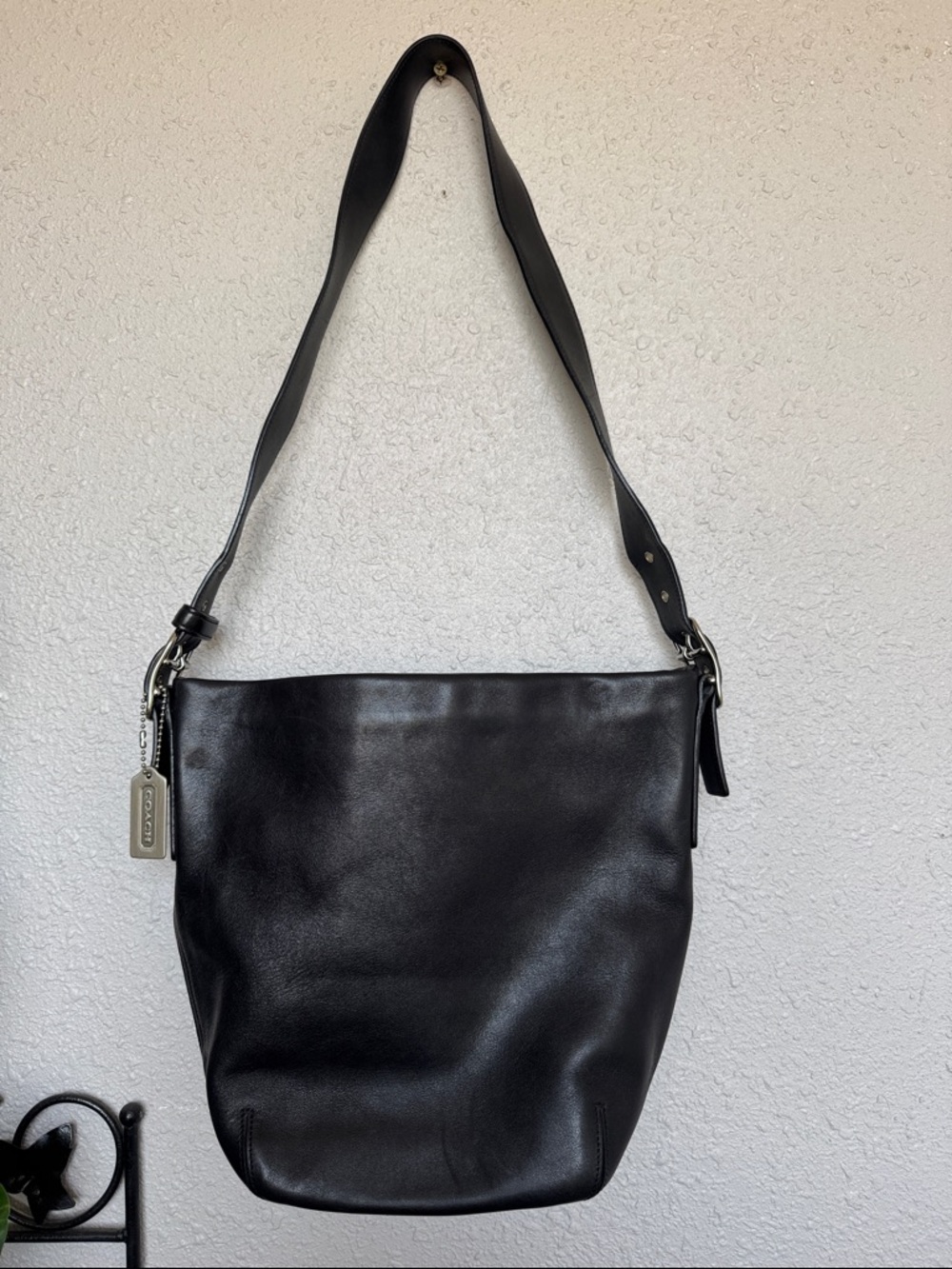 Coach Black Leather Hobo Bag with Silver Hardware
